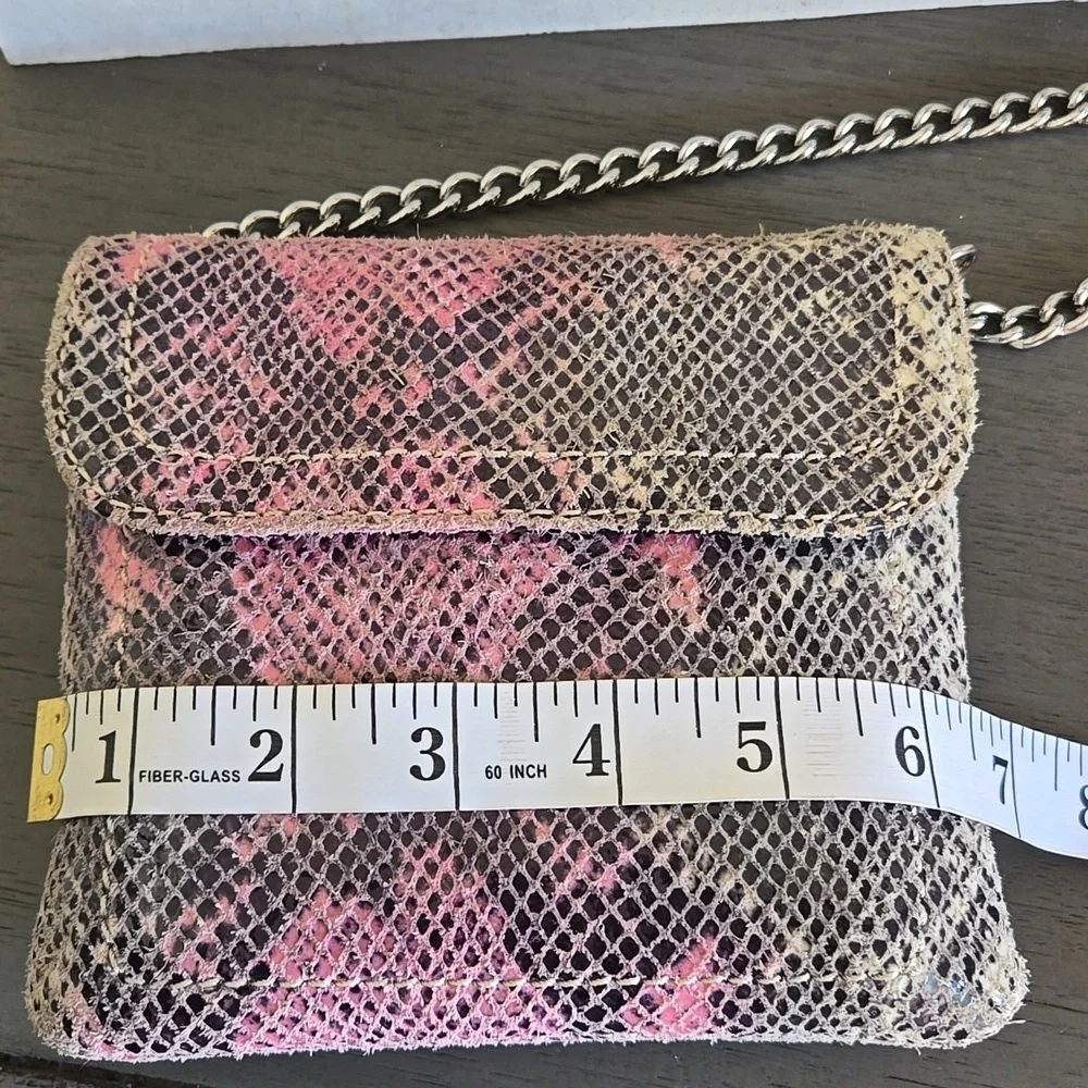 Banana Republic Pink Snake Print Chain Crossbody Bag